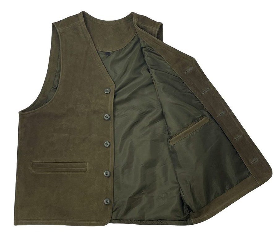 Olive leather Gilet