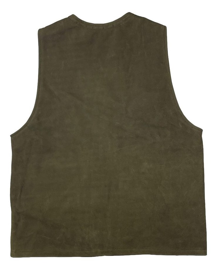 Olive leather Gilet alternate view