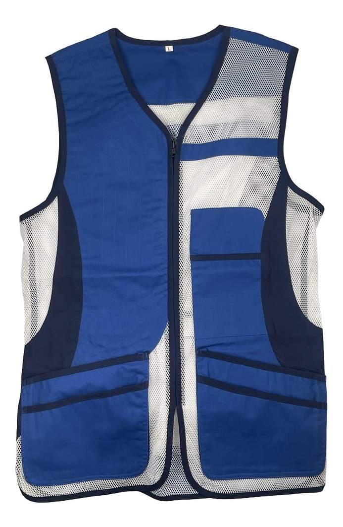 White and Blue Contrast netted lightweight Gilet alternate view