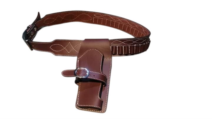 leather hunting cartridge belt with a holster/pouch