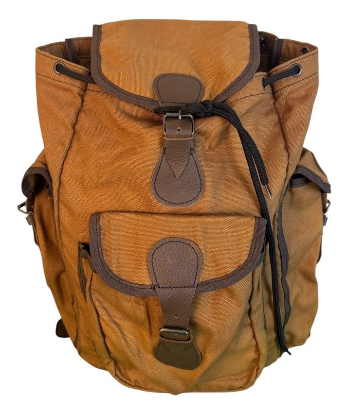 Safari bag in Tan canvas and leather triming