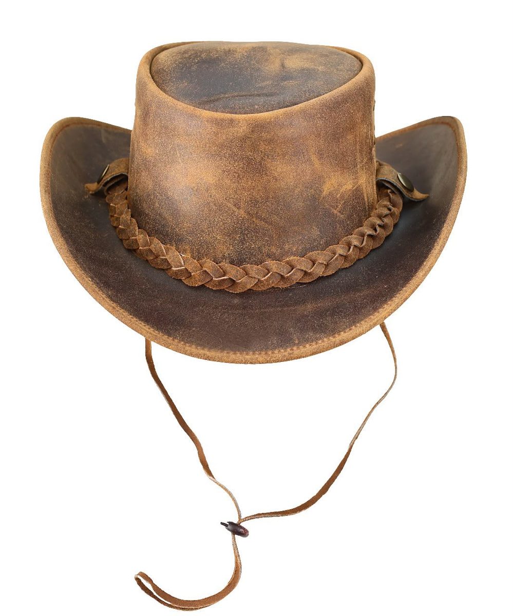 Crazy Horse finish leather Hat in Tan